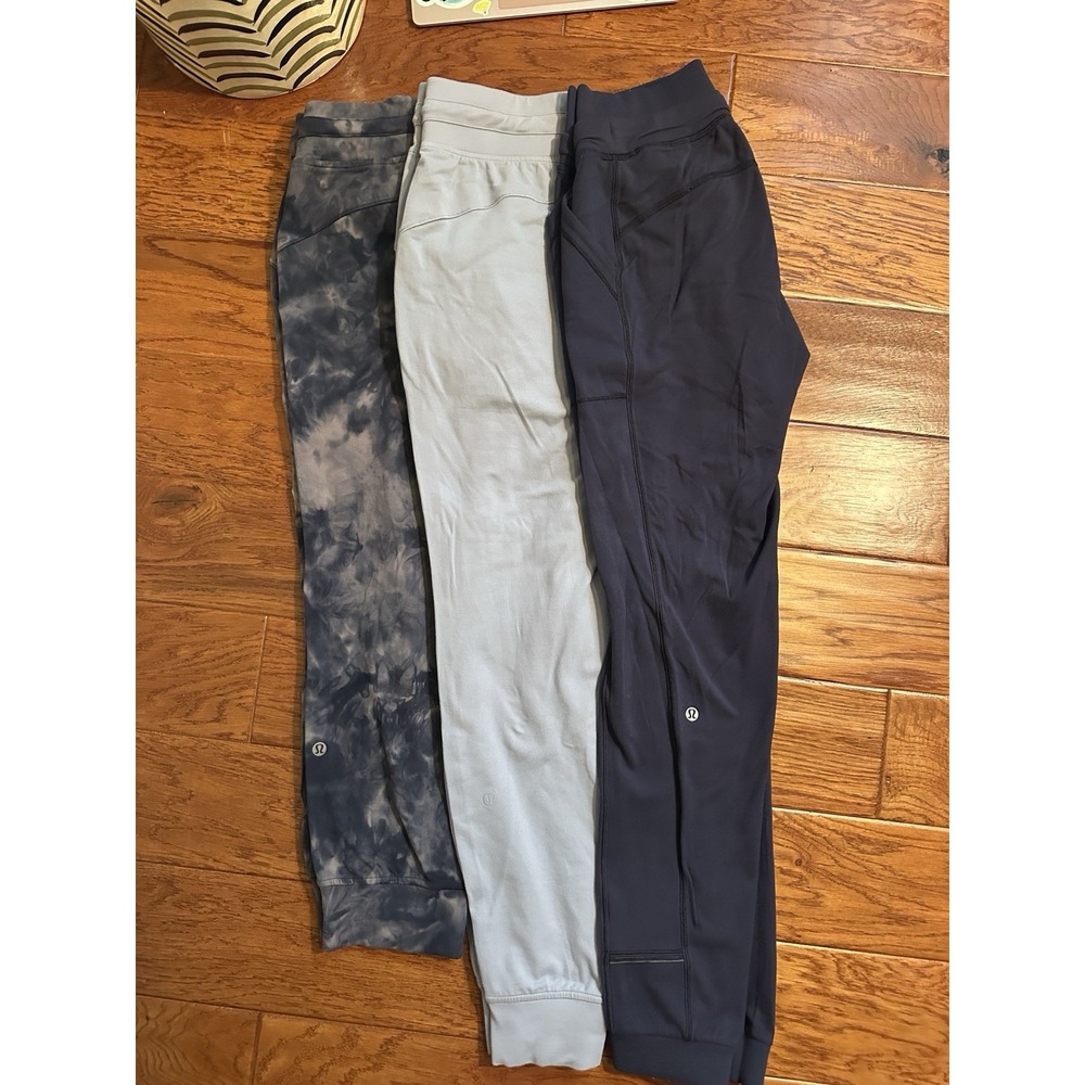 Lot of 3 Lululemon Size 4 Pants Ready To Rulu Jogger Crop Blue Diamond Dye